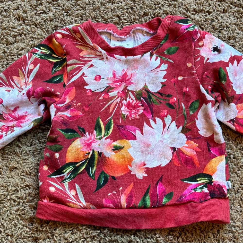 Posh Peanut Vibrant Floral Sweatshirt - Red and Pink